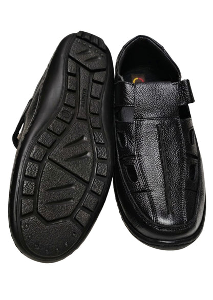 Men Black Leather Bantoo Shoes