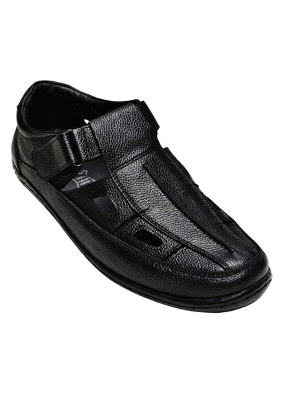 Men Black Leather Bantoo Shoes