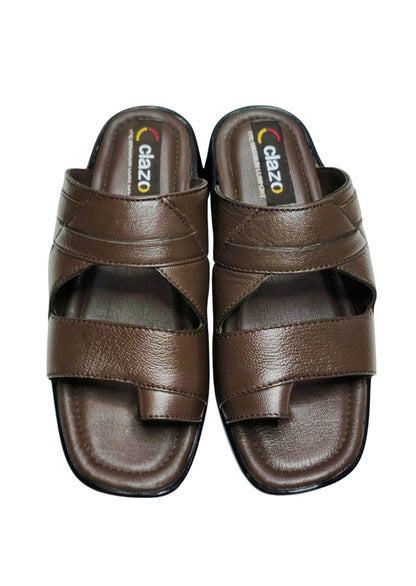 Men Brown Double Belt Chappal