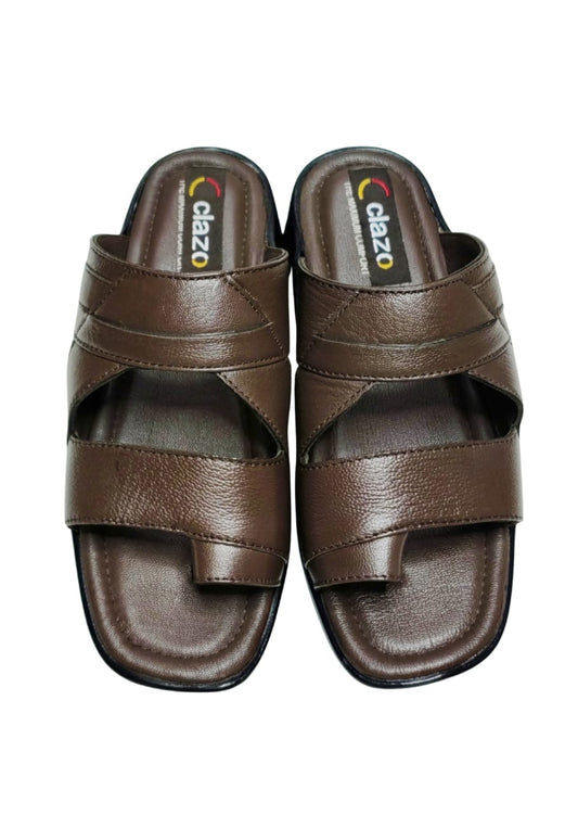 Men Brown Double Belt Chappal