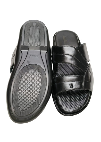 Men Black Leather Chappal