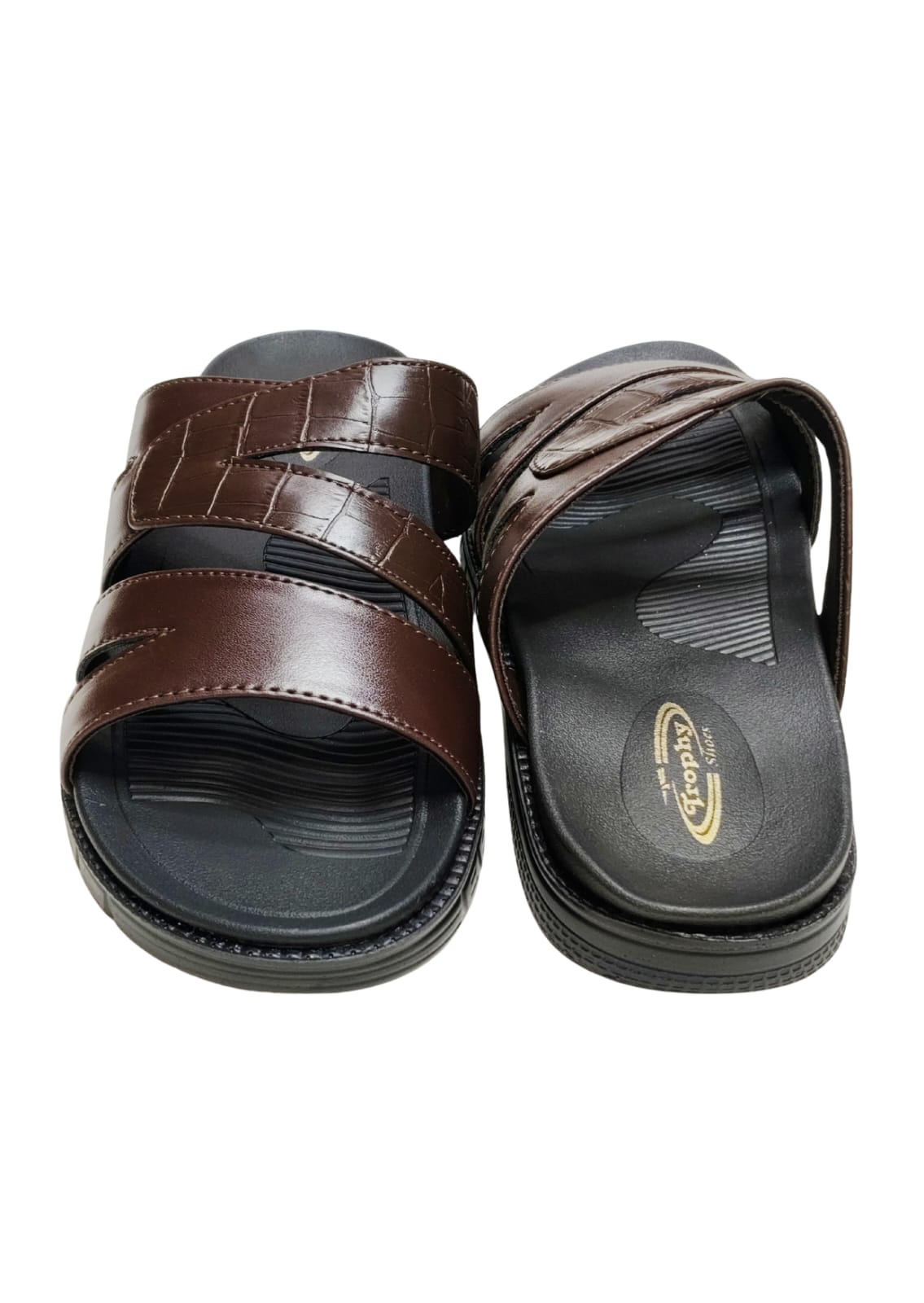 Men Brown Double Belt Chappal