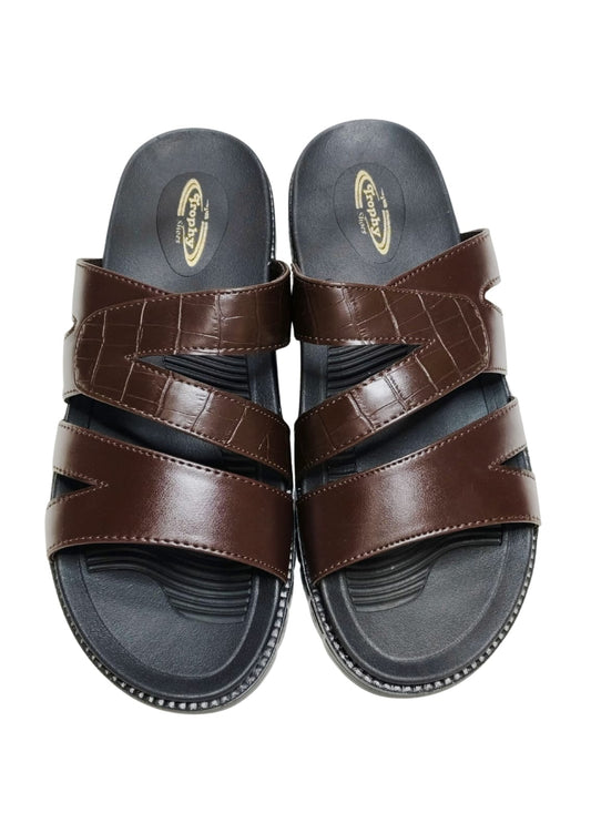 Men Brown Double Belt Chappal