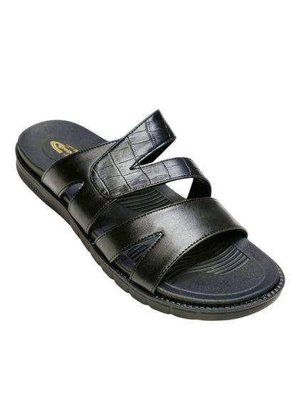 Men Black Double Belt Chappal
