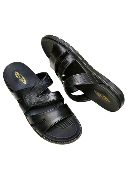 Men Black Double Belt Chappal