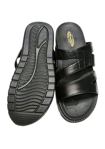 Men Black Double Belt Chappal