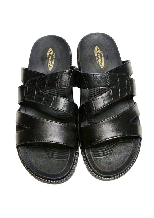 Men Black Double Belt Chappal