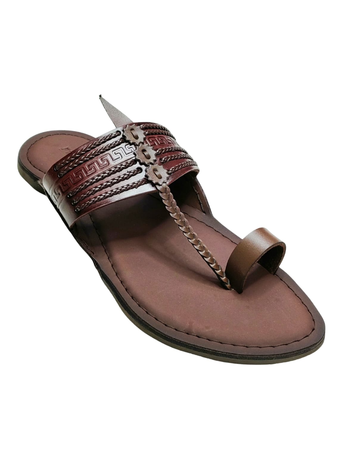 Men Wine Single Belt Kolhapuri