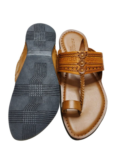 Men Tan Single Belt Kolhapuri