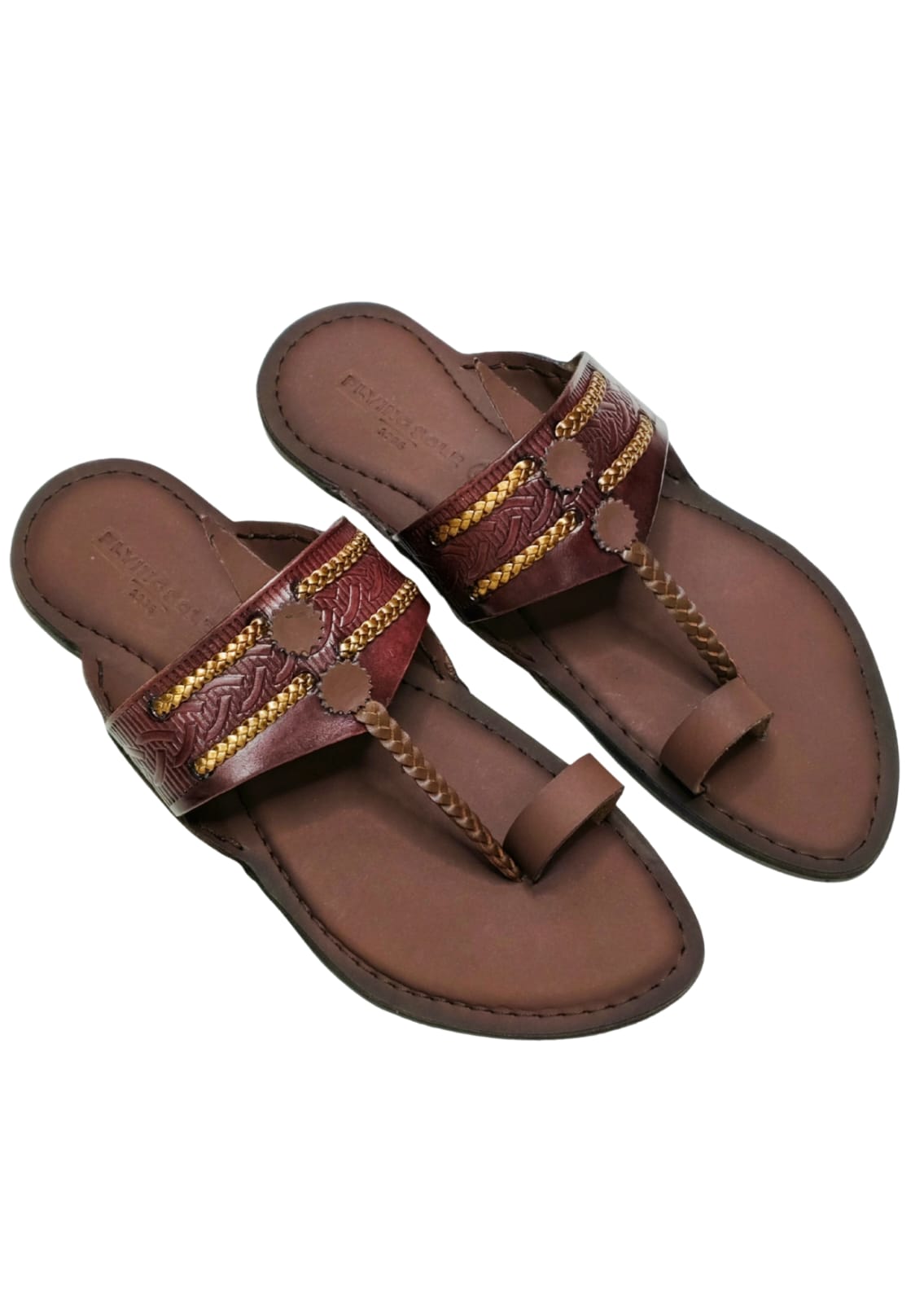 Men Wine Single Belt Kolhapuri