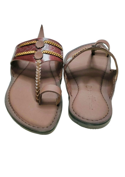 Men Wine Single Belt Kolhapuri