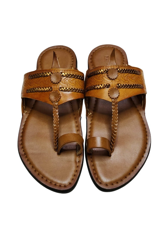 Men Tan Single Belt Kolhapuri