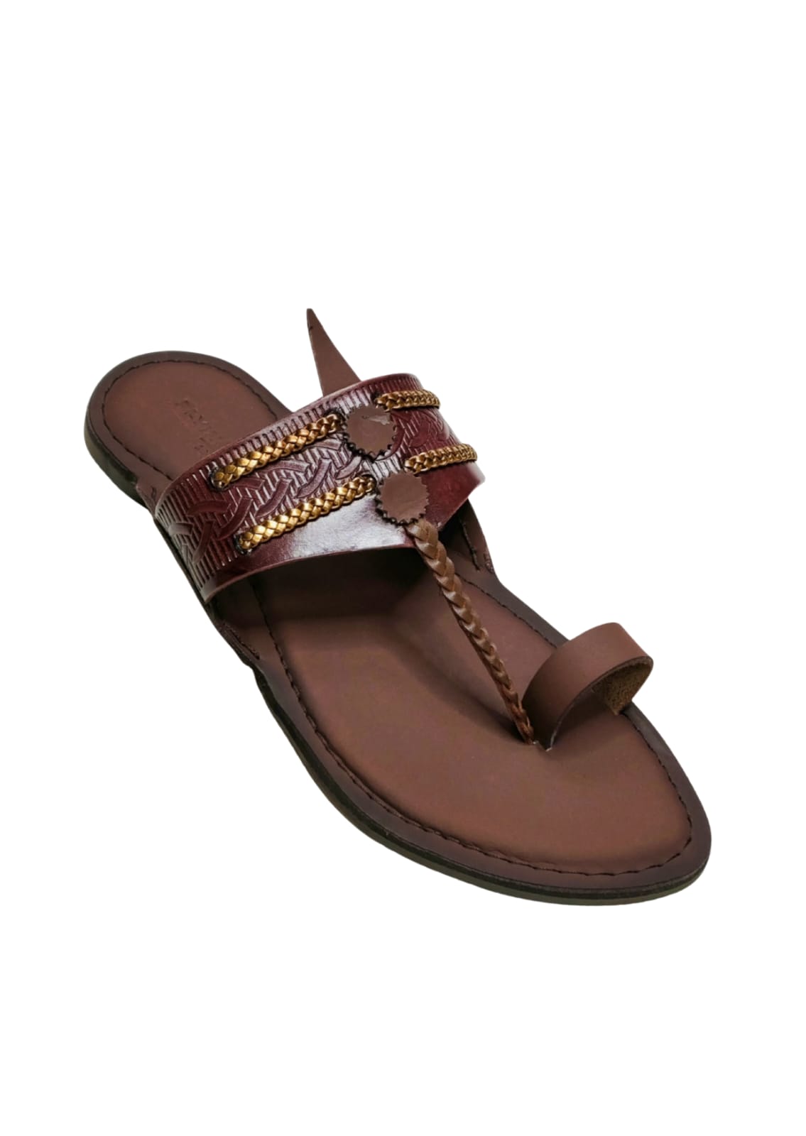Men Wine Single Belt Kolhapuri