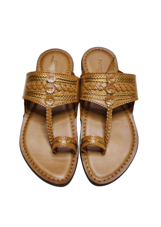 Men Tan Single Belt Kolhapuri