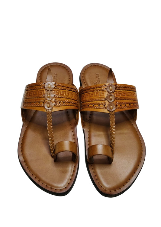 Men Tan Single Belt Kolhapuri