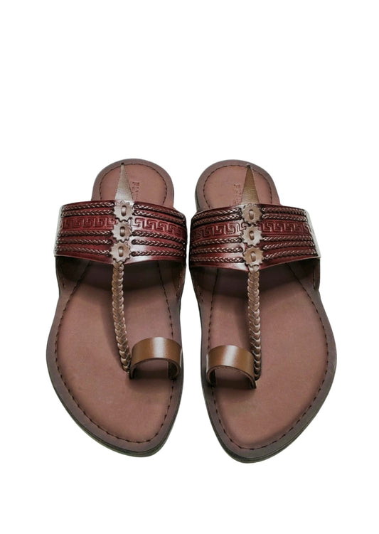 Men Wine Single Belt Kolhapuri