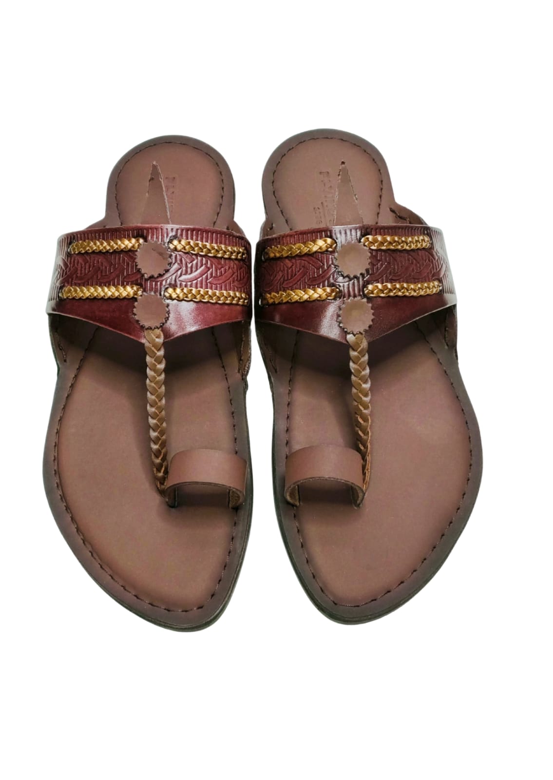 Men Wine Single Belt Kolhapuri