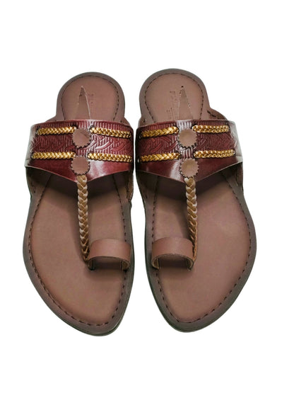 Men Wine Single Belt Kolhapuri