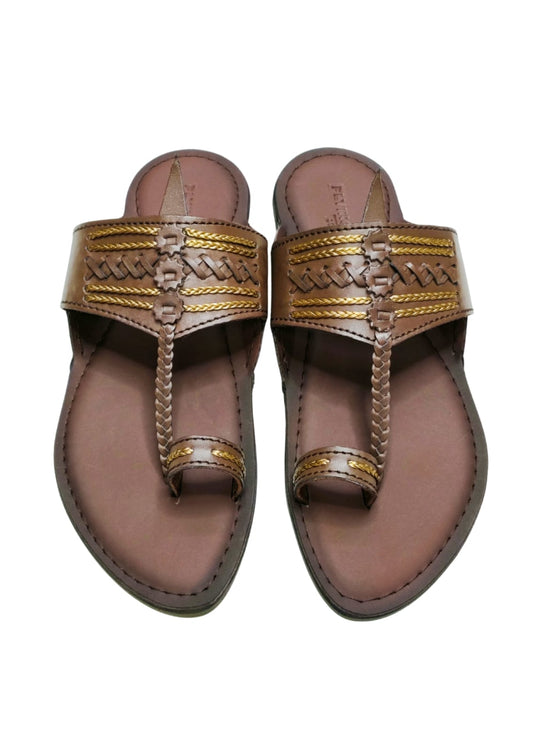 Men Wine Single Belt Kolhapuri