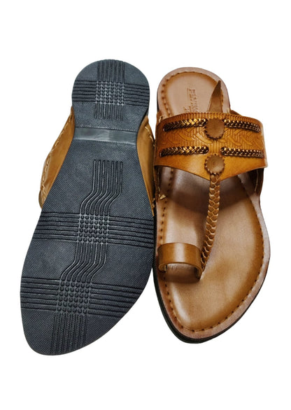 Men Tan Single Belt Kolhapuri