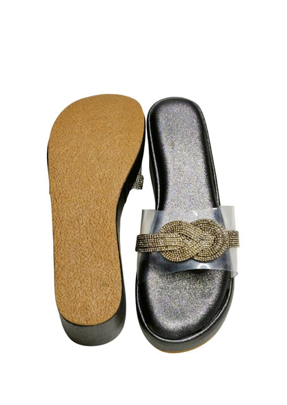 Women Grey Platform Heel Slip Ons