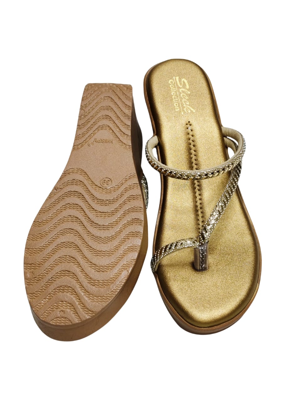 Women Gold Thumb Slip Ons
