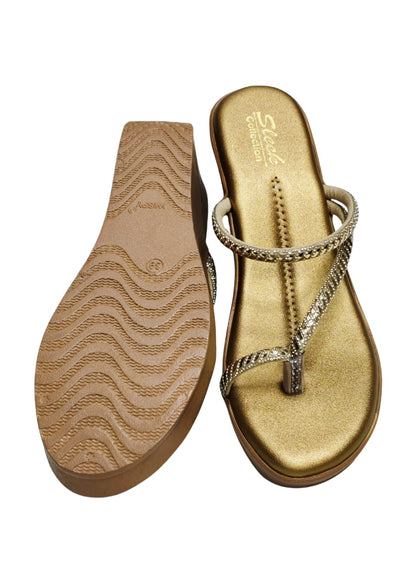 Women Gold Thumb Slip Ons