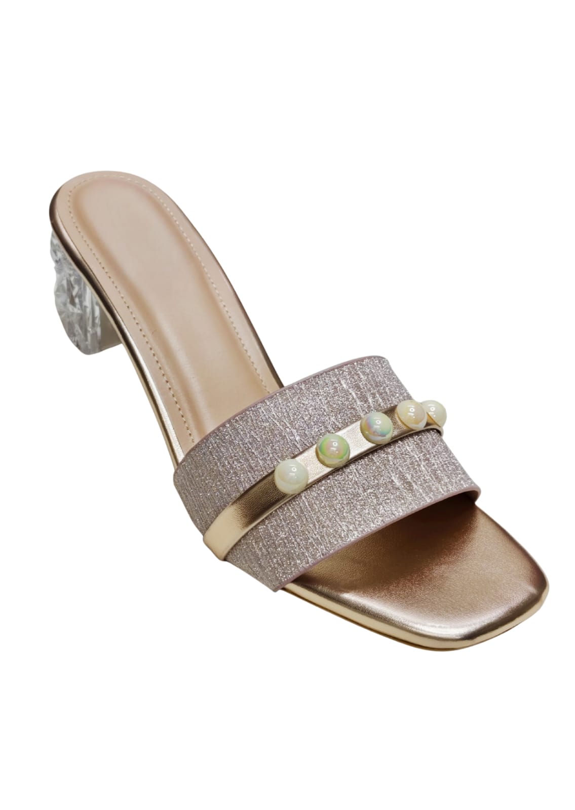 Women Pink Box Heel Slip Ons