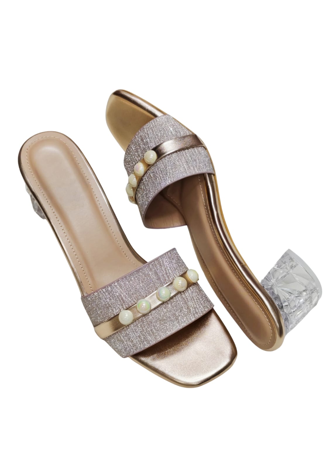 Women Pink Box Heel Slip Ons