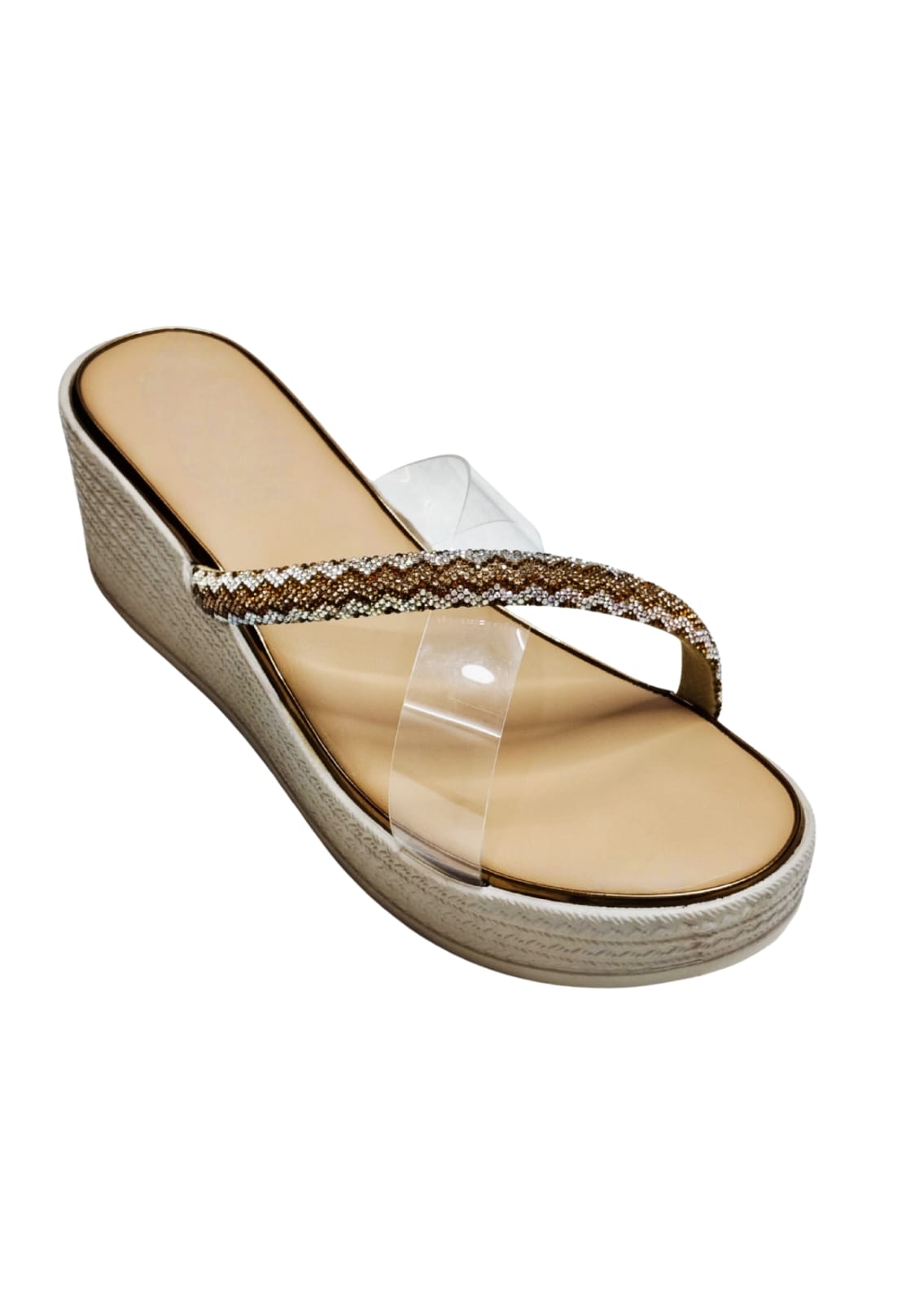 Women Gold Platform Heel Slip Ons
