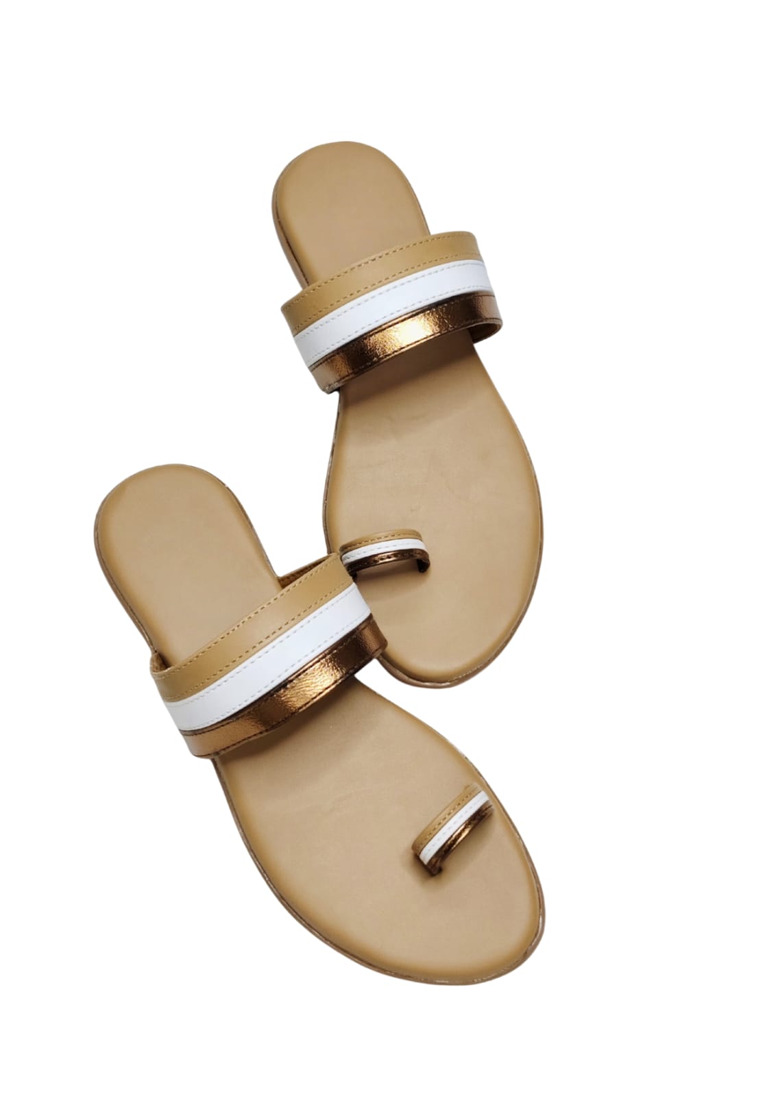 Women Beige Thumb Slip Ons