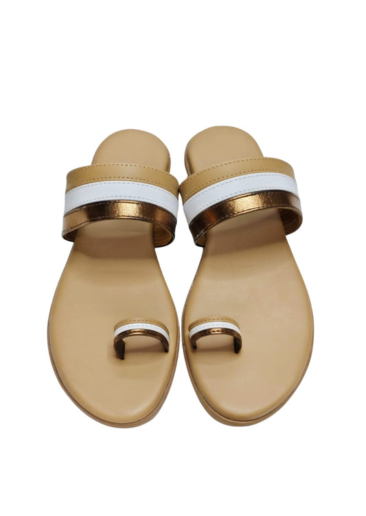 Women Beige Thumb Slip Ons
