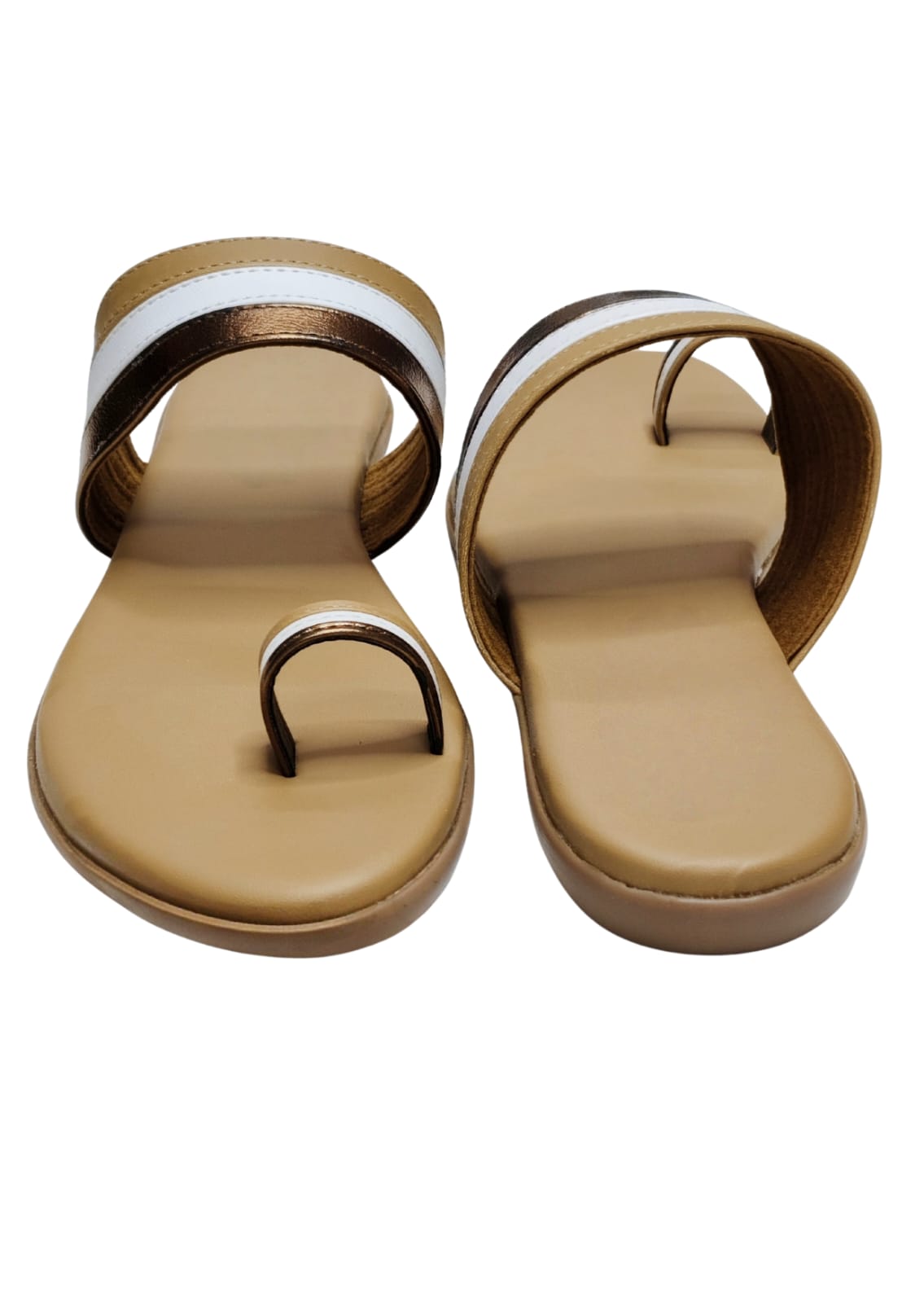 Women Beige Thumb Slip Ons