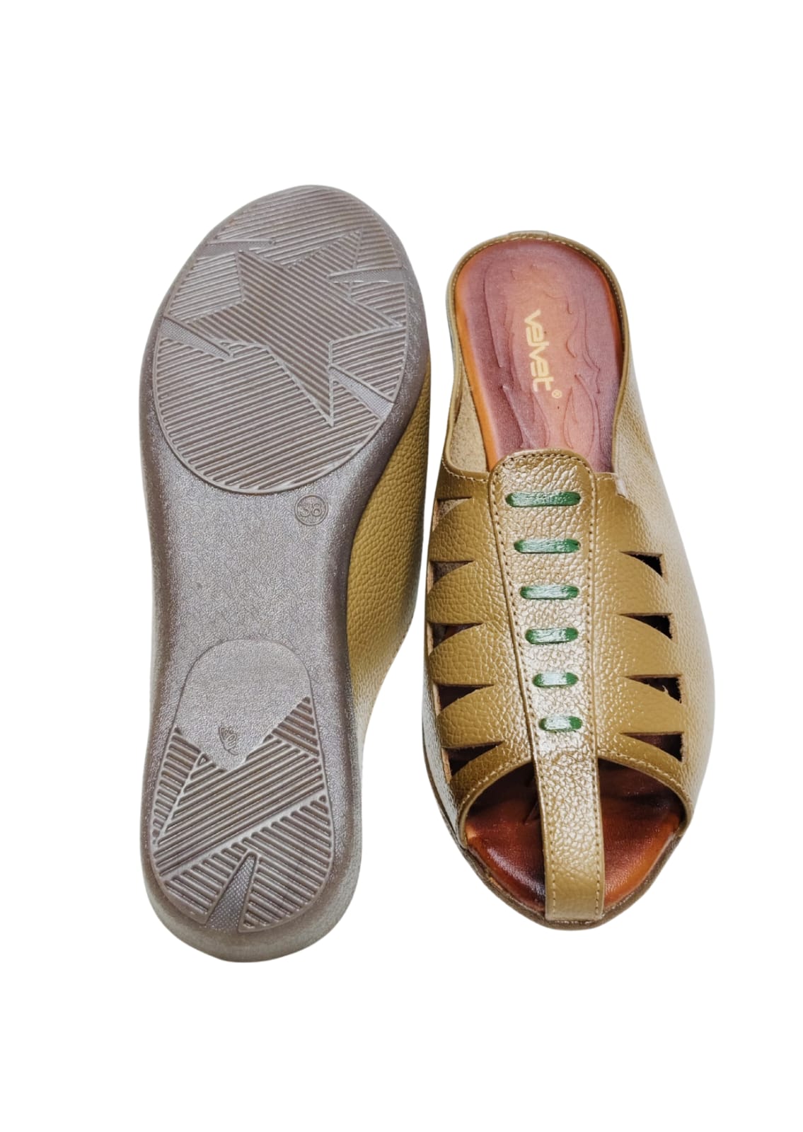 Women Beige Leather Balley