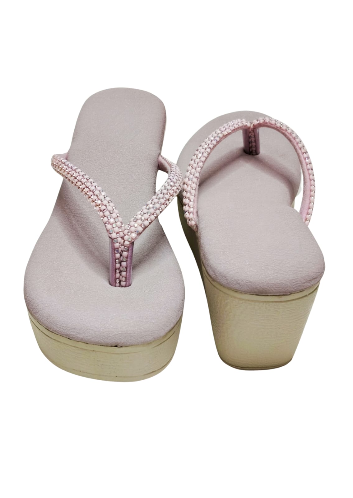 Women Pink Platform Heel Slip Ons