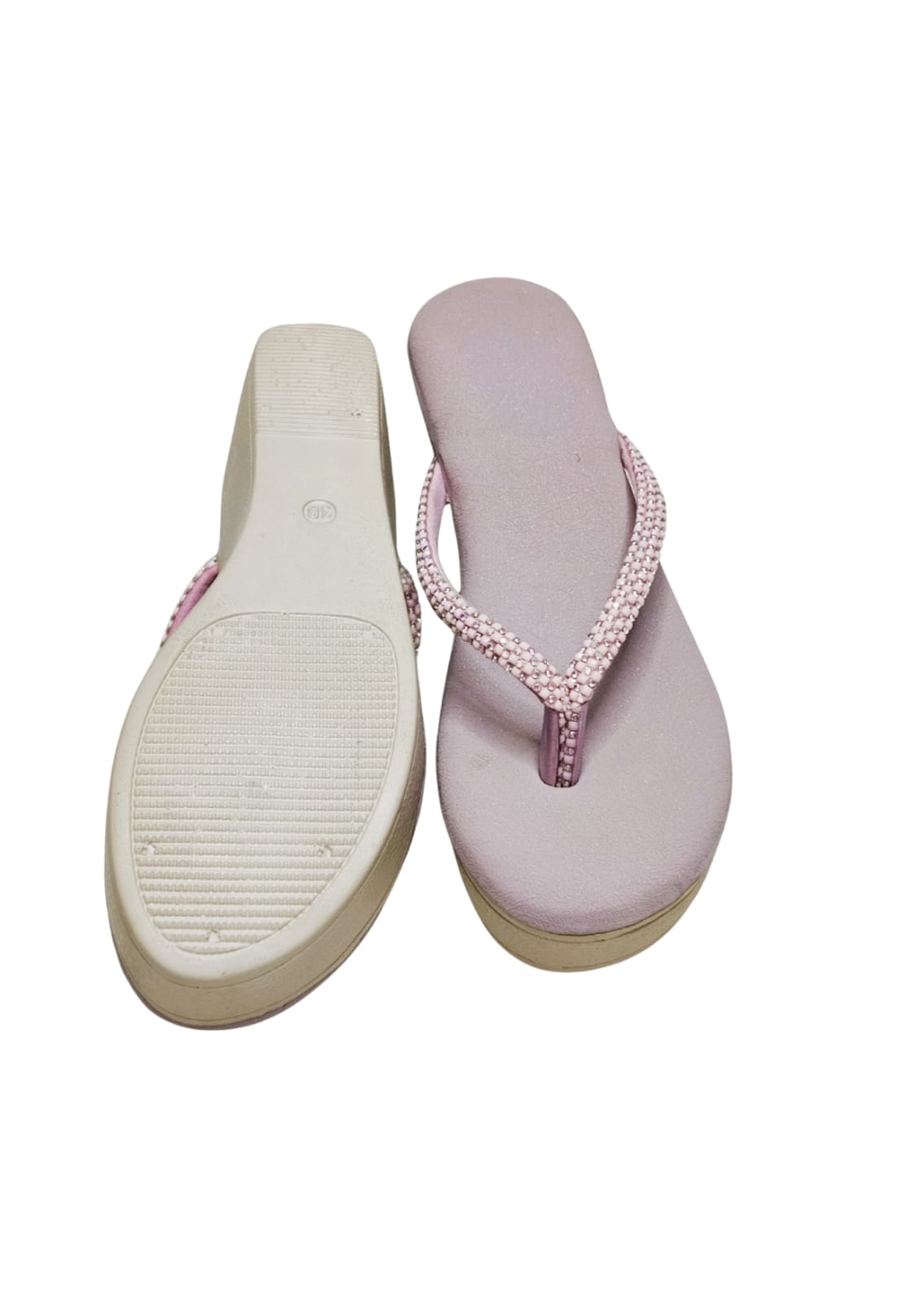 Women Pink Platform Heel Slip Ons