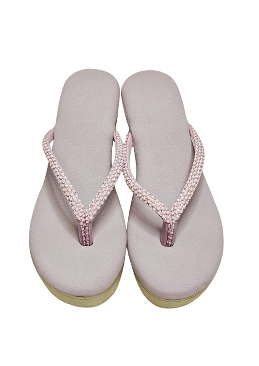 Women Pink Platform Heel Slip Ons