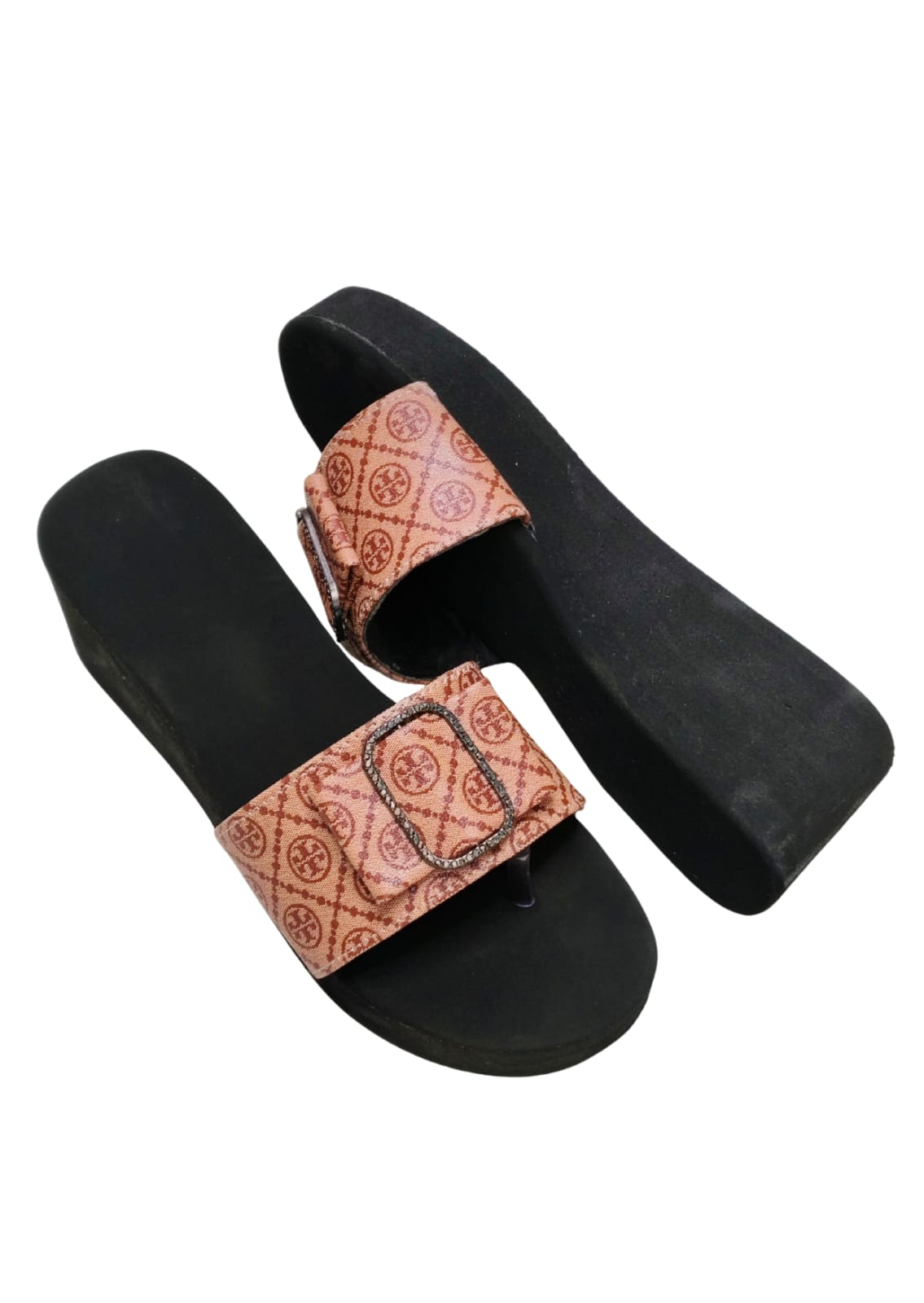 Women Peach Platform Heel Slip Ons