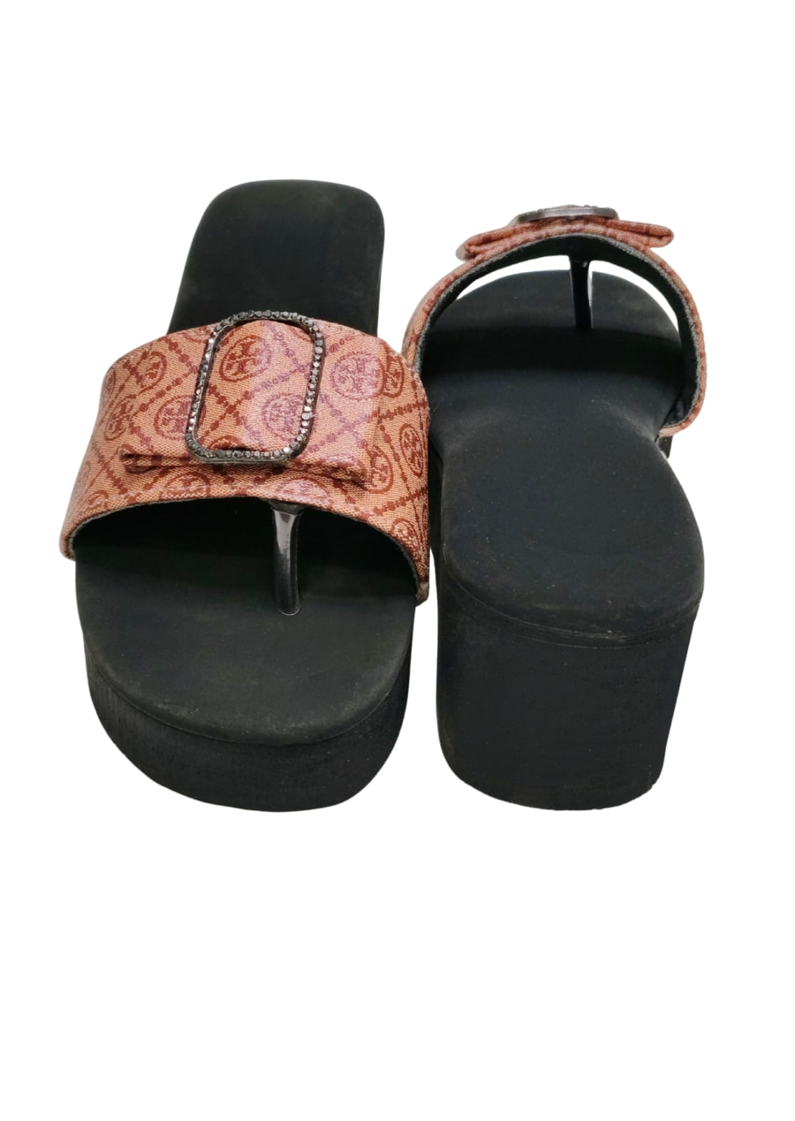 Women Peach Platform Heel Slip Ons