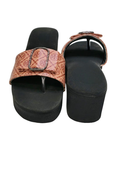 Women Peach Platform Heel Slip Ons