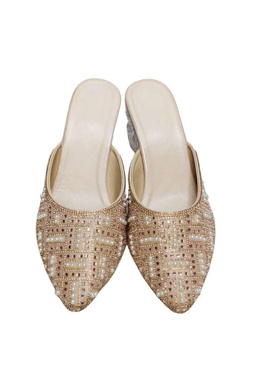 Women Pink Box Heel Balley