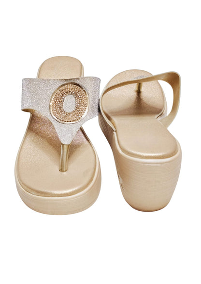 Women Pink Platform Heel Slip Ons