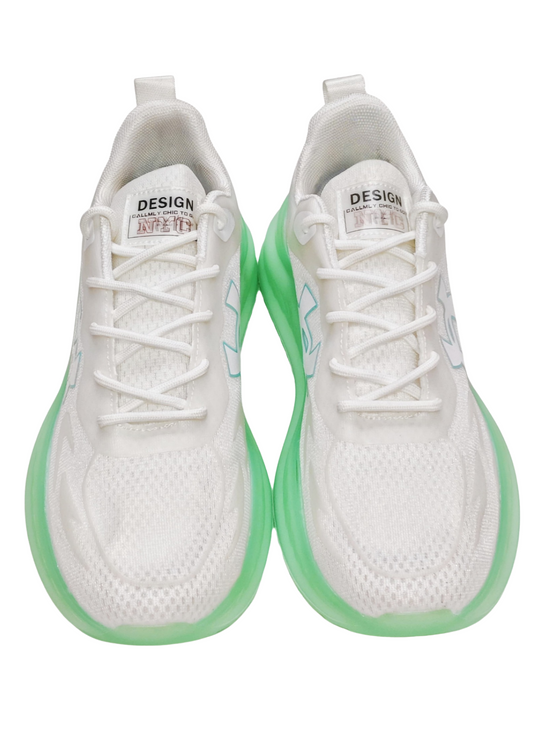 Men White/Green Sports Sneaker