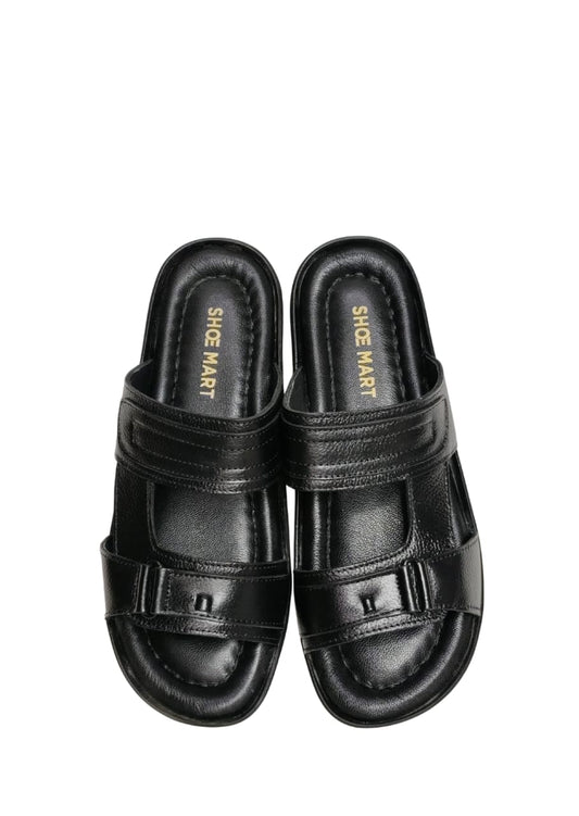 Men Black Shiny Chappal