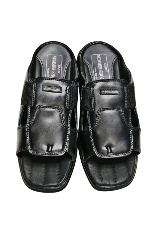 Men Black Leather Chappal