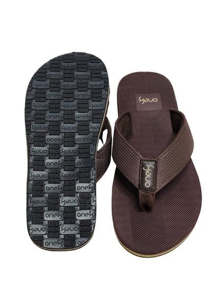 Men Brown/Blue Comfort Slippers