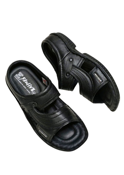 Men Black Leather Chappal