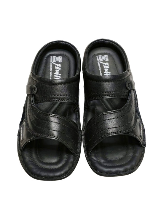 Men Black Leather Chappal