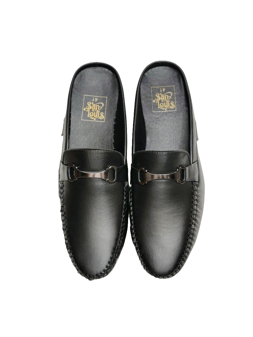 Black Leather Cut Loafers
