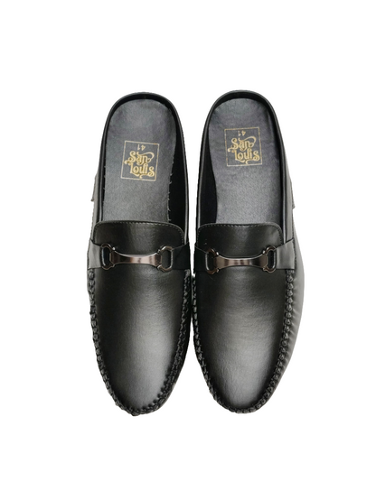 Black Leather Cut Loafers